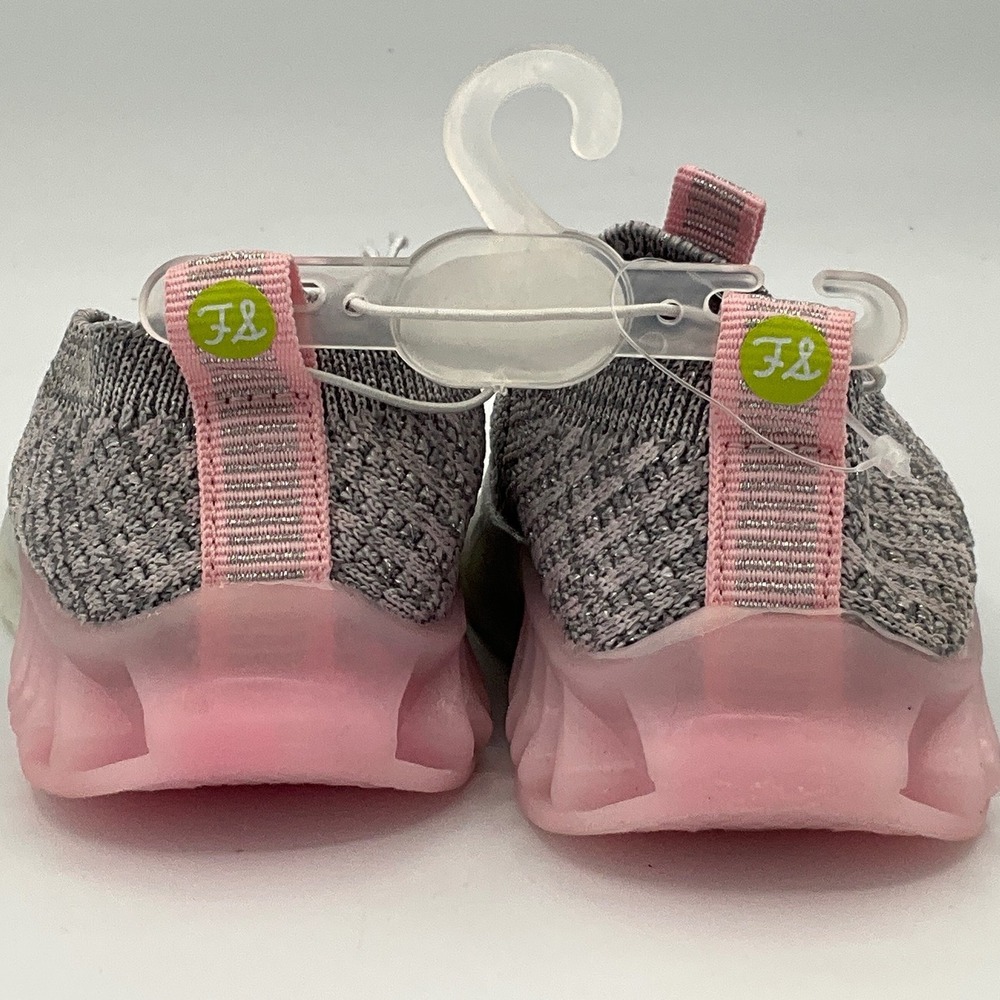 First Steps Toddler Girls Grey Pink Knit Slip On Sneakers Size 4 9-12 Months - Picture 4 of 6